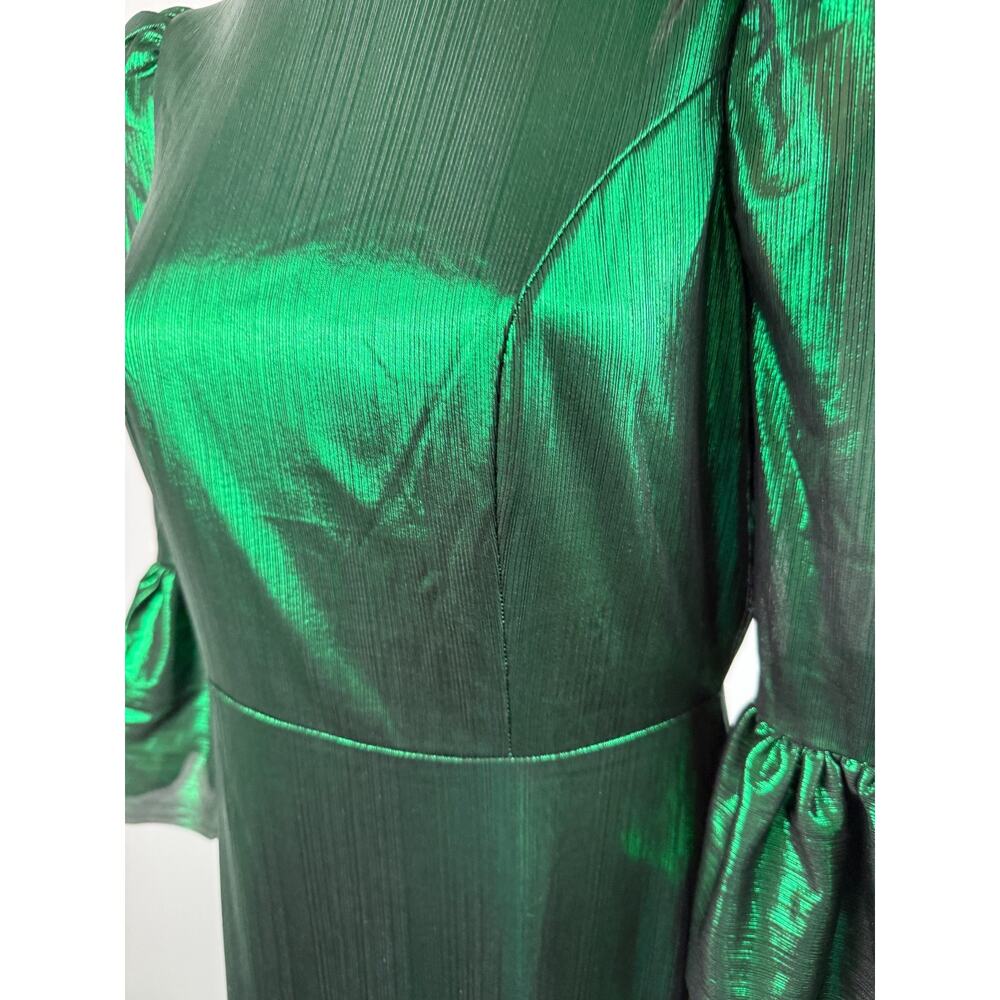 Tuckernuck Pomander Place Emerald Crinkle Lurex Lillith Green Dress  Size S - Picture 6 of 15
